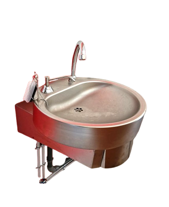 Stainless steel hand wash station with femoral and knee operation – Optimal professional hygiene