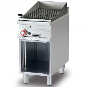 Lotus CW-74G Grill à gaz en pierre de lave sur armoire ouverte
