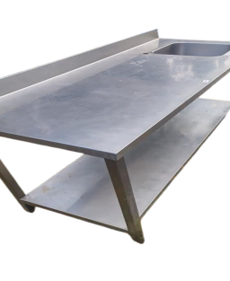 Roestvrijstalen spoelbak 180x70 met kuip 40x40x20