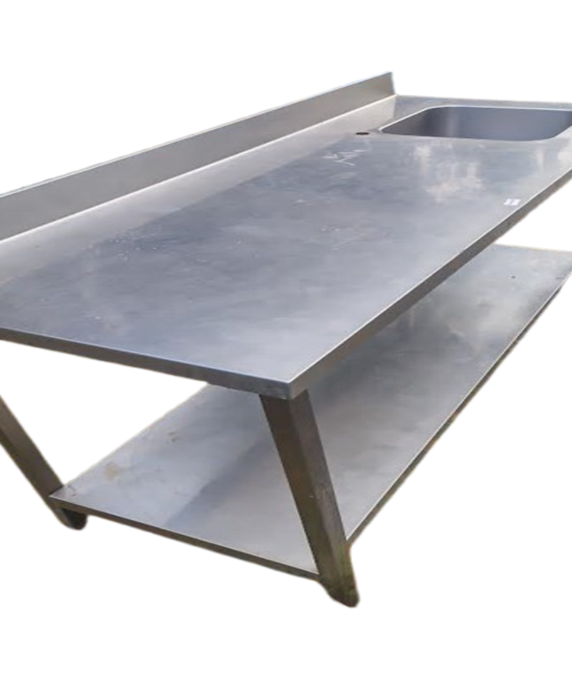 Roestvrijstalen spoelbak 180x70 met kuip 40x40x20 Roestvrijstalen spoelbak 180x70 met kuip 40x40x20