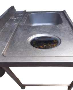 Roestvrijstalen spoelbak 120x71.5 met kuip 50x40x25 en afvalafvoer Ø 20