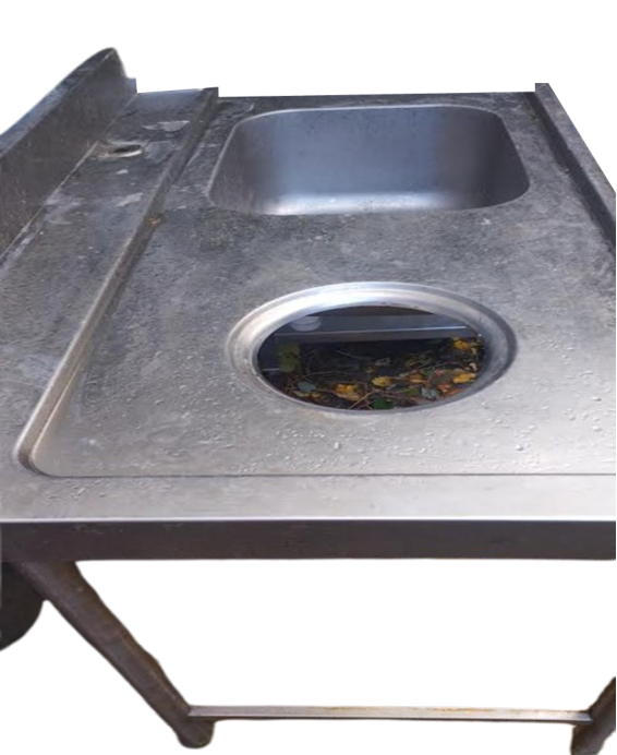 Roestvrijstalen spoelbak 120x71.5 met kuip 50x40x25 en afvalafvoer Ø 20